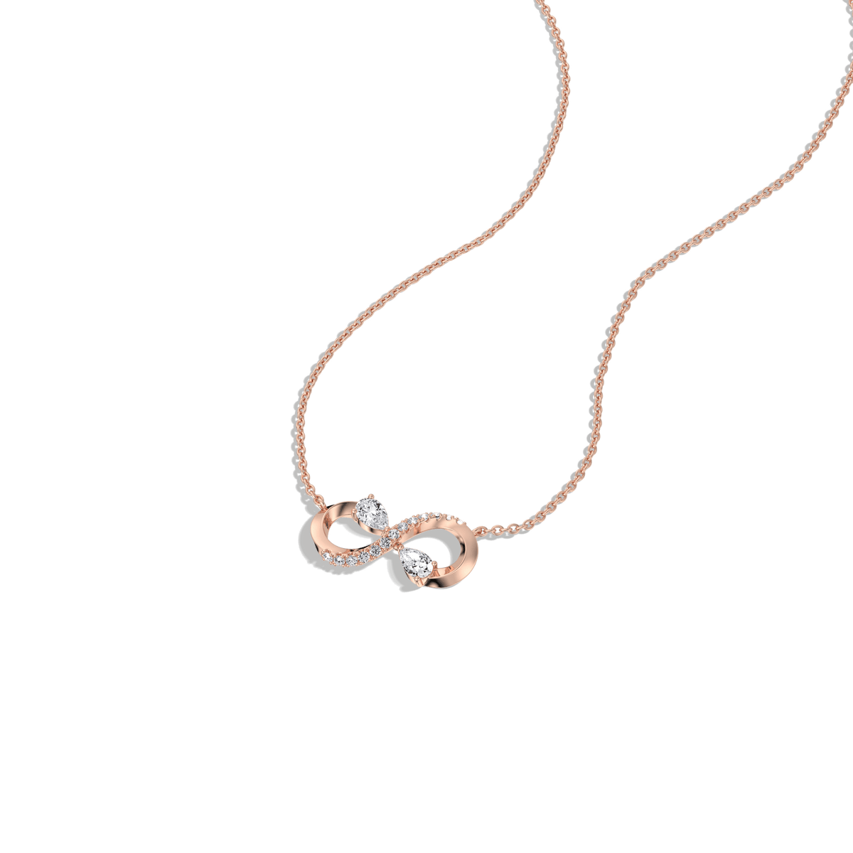 0.29CTW Lab Diamond Infinity Necklace In 14K Solid Gold/Platinum - 