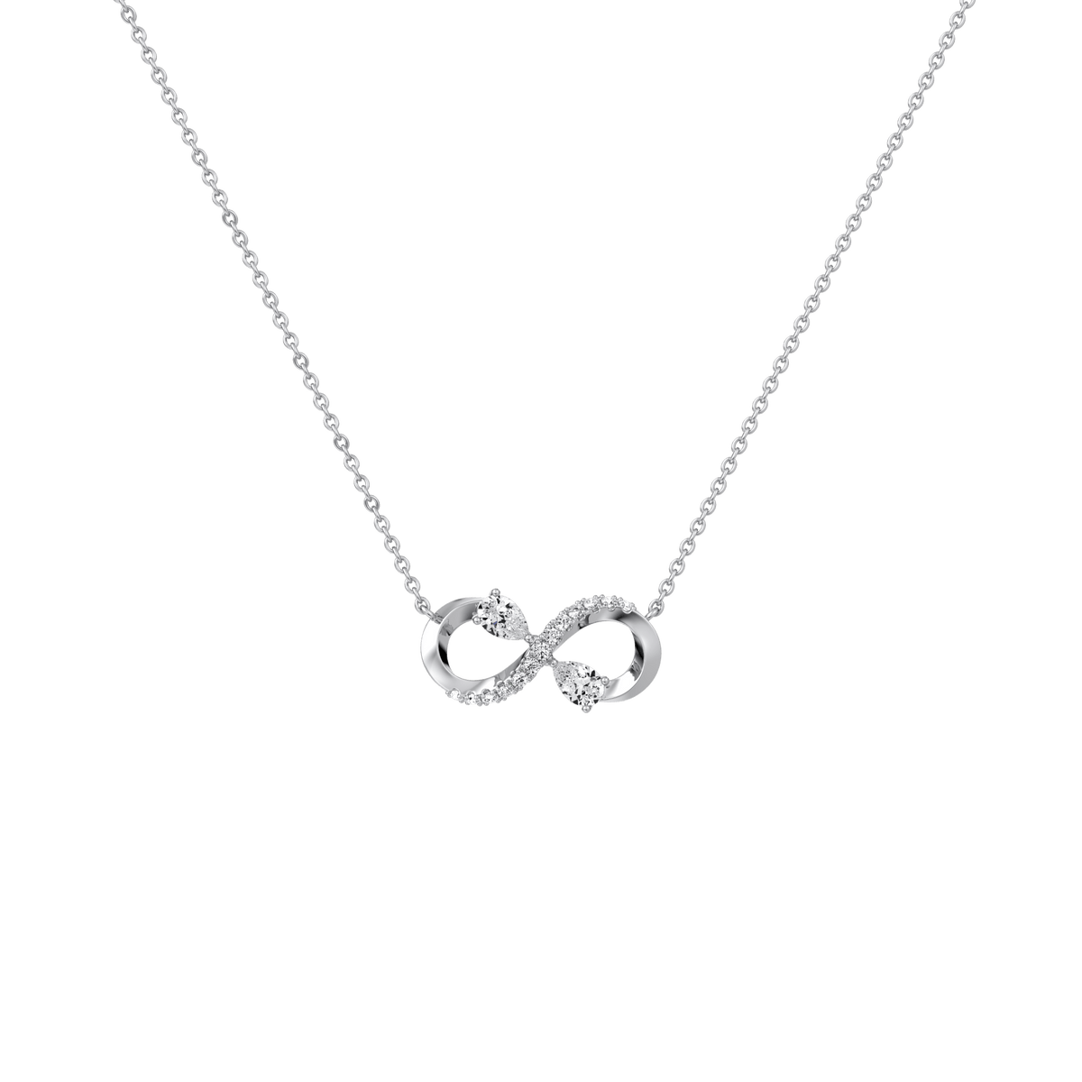 0.29CTW Lab Diamond Infinity Necklace In 14K Solid Gold/Platinum - 