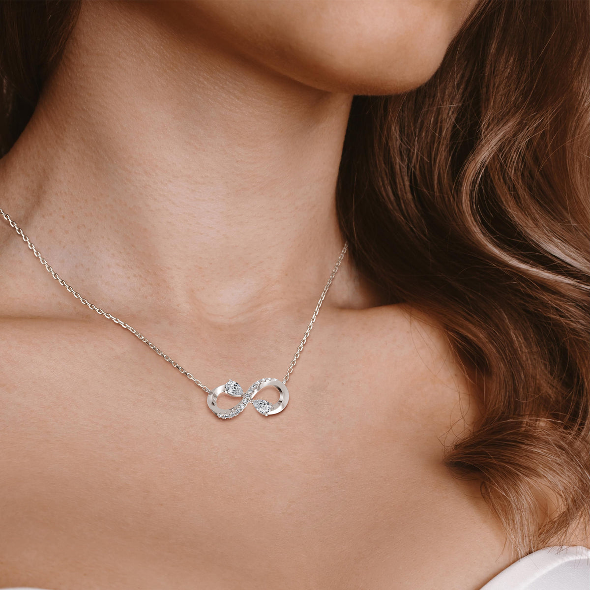 0.29CTW Lab Diamond Infinity Necklace In 14K Solid Gold/Platinum - 