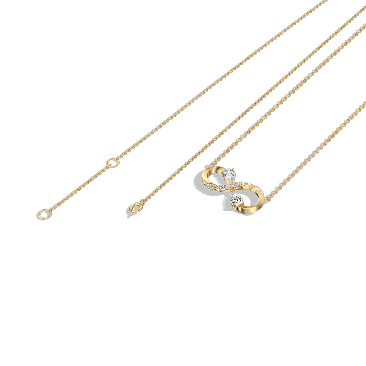 0.29CTW Lab Diamond Infinity Necklace In 14K Solid Gold/Platinum - 