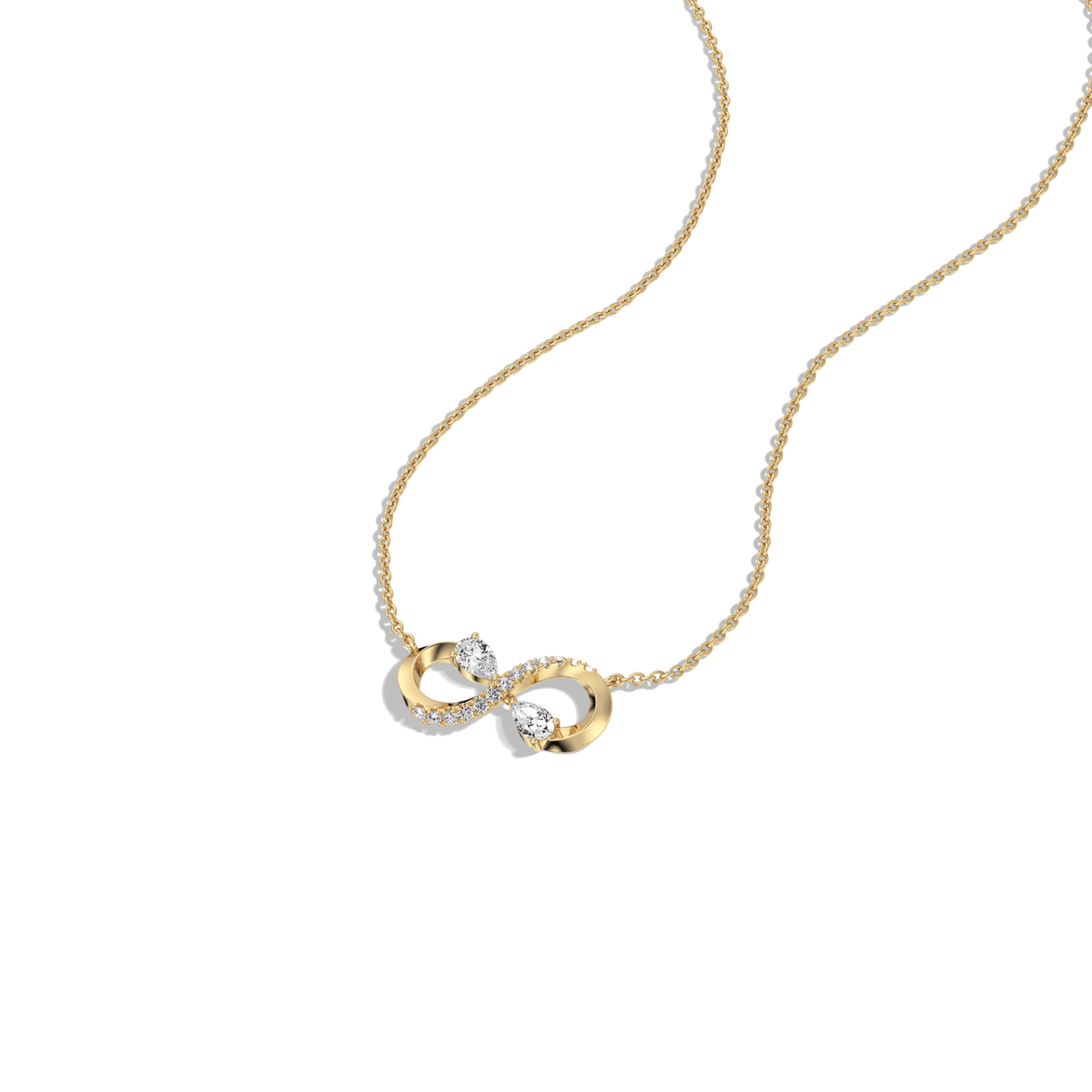 0.29CTW Lab Diamond Infinity Necklace In 14K Solid Gold/Platinum - 
