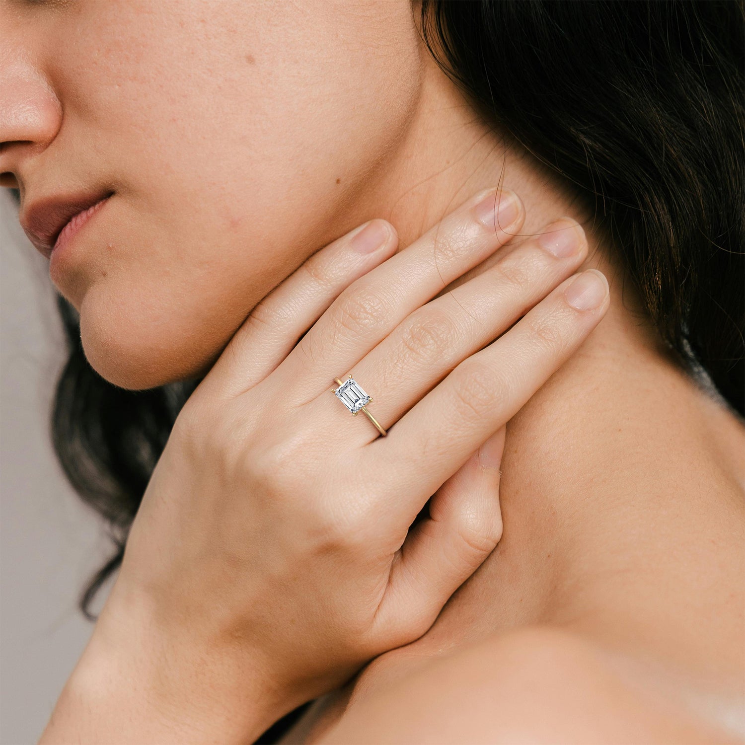 Minimalist Radiant Cut 1CT Lab Diamond Engagement Ring - Rings