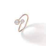 14K Solid Gold Two Stone Bezel Promise Ring With Lab Diamond - 