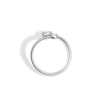14K Solid Gold Two Stone Bezel Promise Ring With Lab Diamond - 