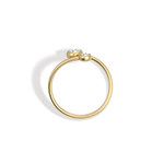 14K Solid Gold Two Stone Bezel Promise Ring With Lab Diamond - 