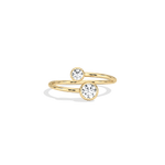 14K Solid Gold Two Stone Bezel Promise Ring With Lab Diamond - 