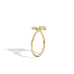 14K Solid Gold Two Stone Bezel Promise Ring With Lab Diamond - 