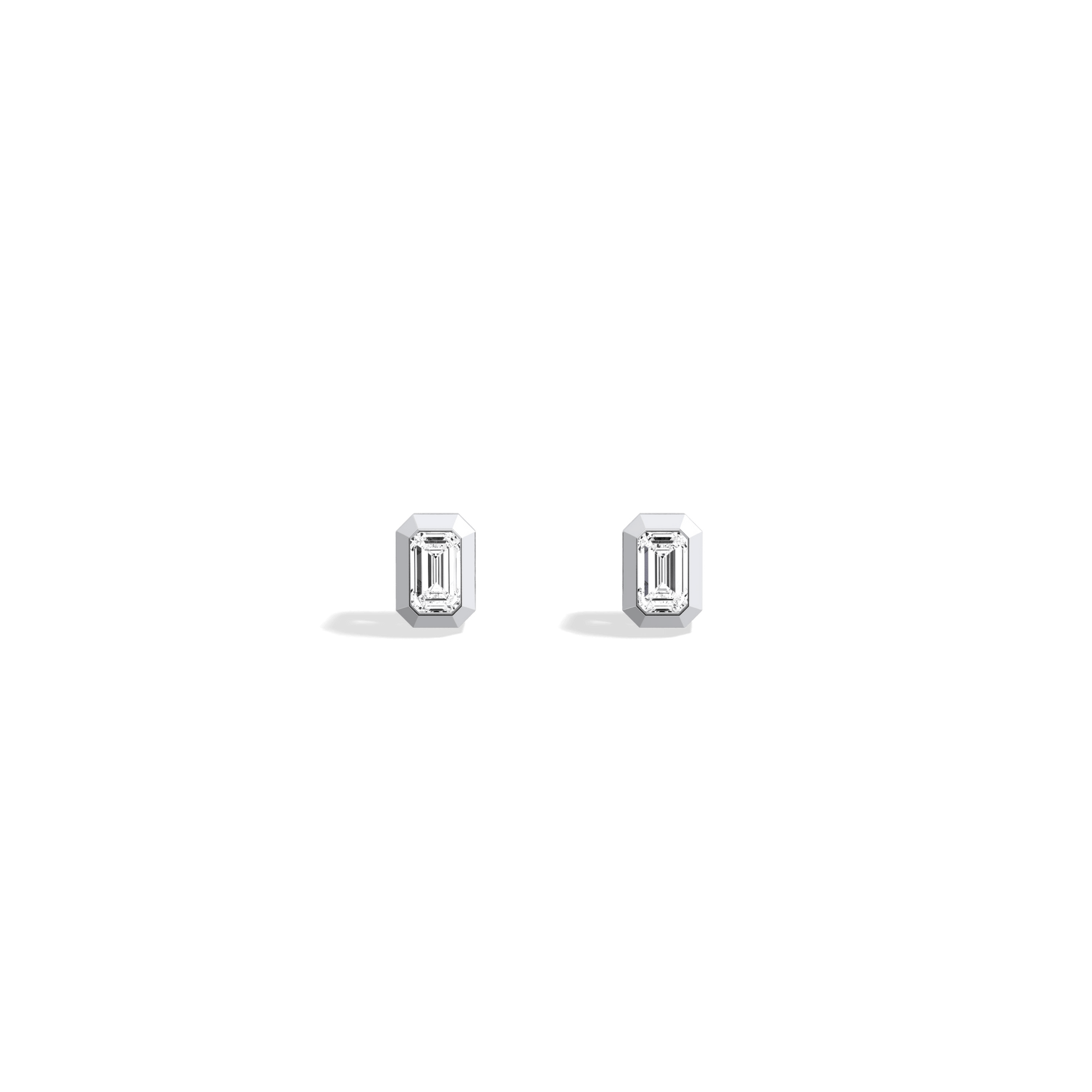 Lab Diamond Hexagon Bezel Studs - Earrings