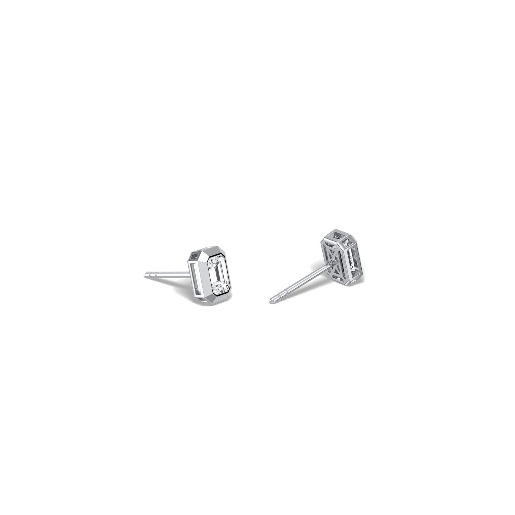 Lab Diamond Hexagon Bezel Studs - Earrings