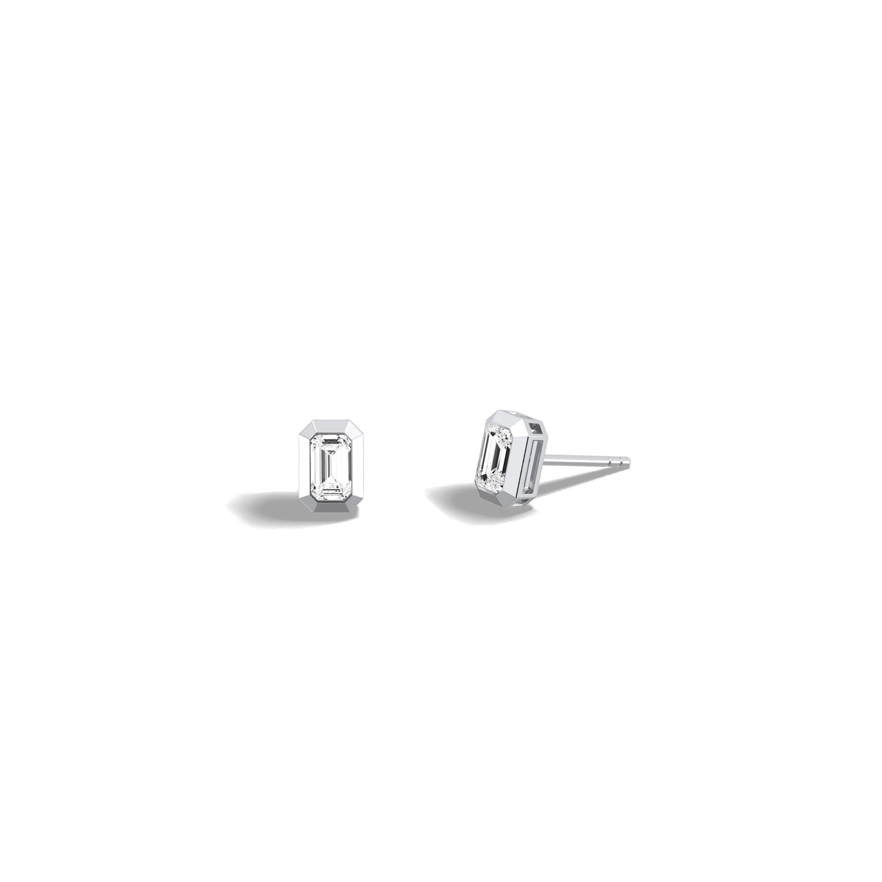 Lab Diamond Hexagon Bezel Studs - Earrings