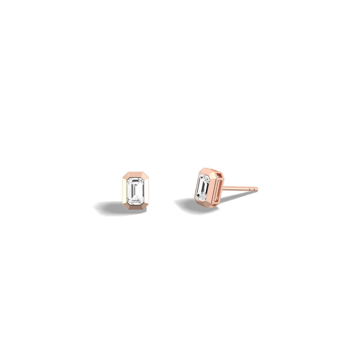 Lab Diamond Hexagon Bezel Studs - Earrings