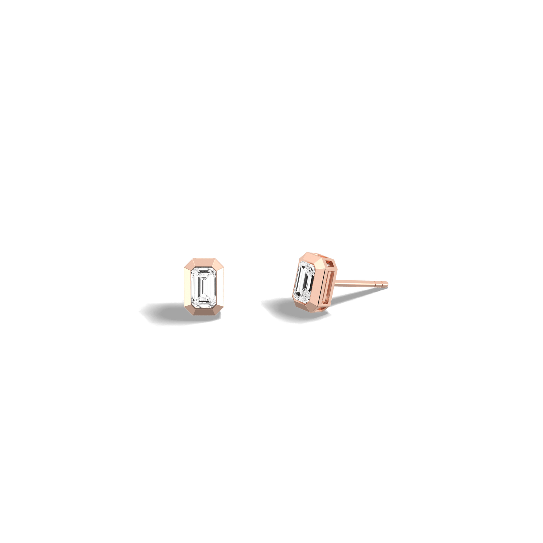 Lab Diamond Hexagon Bezel Studs - Earrings