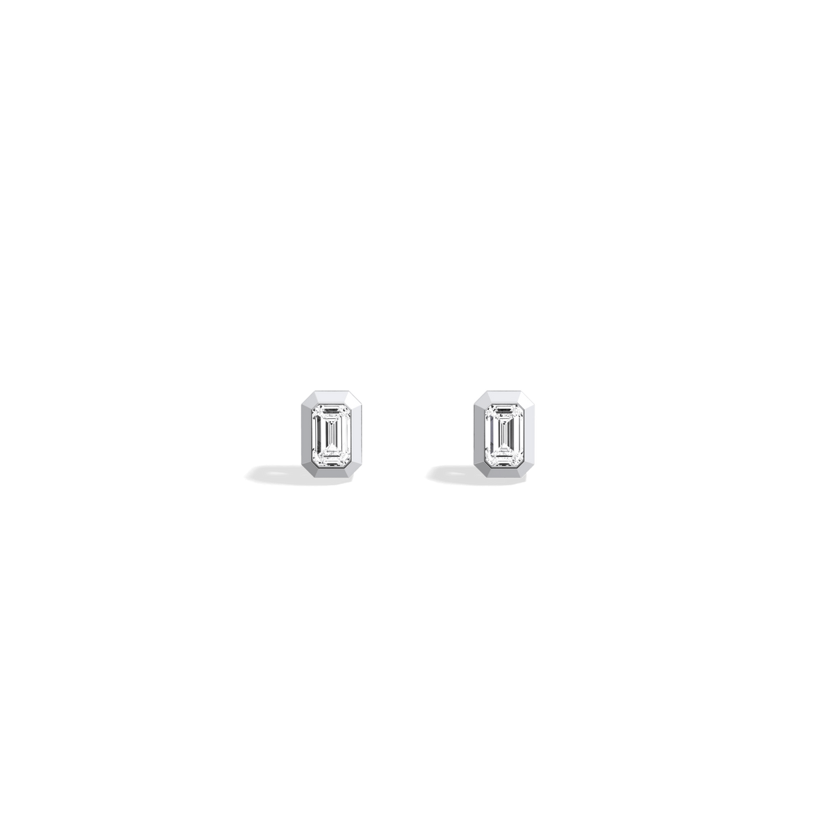 Lab Diamond Hexagon Bezel Studs - Earrings