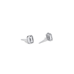 Octagon Bezel Set 1CTW Emerald Cut Single Diamond Stud Earrings - Earrings
