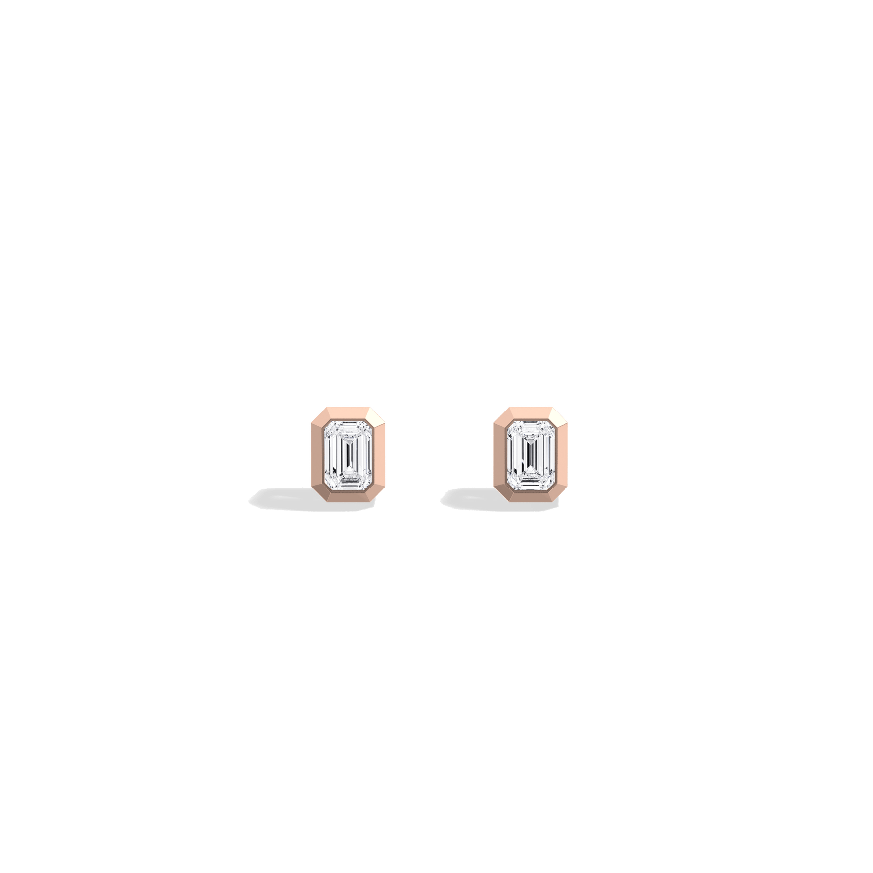 Octagon Bezel Set 1CTW Emerald Cut Single Diamond Stud Earrings - Earrings