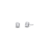 Octagon Bezel Set 1CTW Emerald Cut Single Diamond Stud Earrings - Earrings