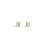 Octagon Bezel Set 1CTW Emerald Cut Single Diamond Stud Earrings - Earrings