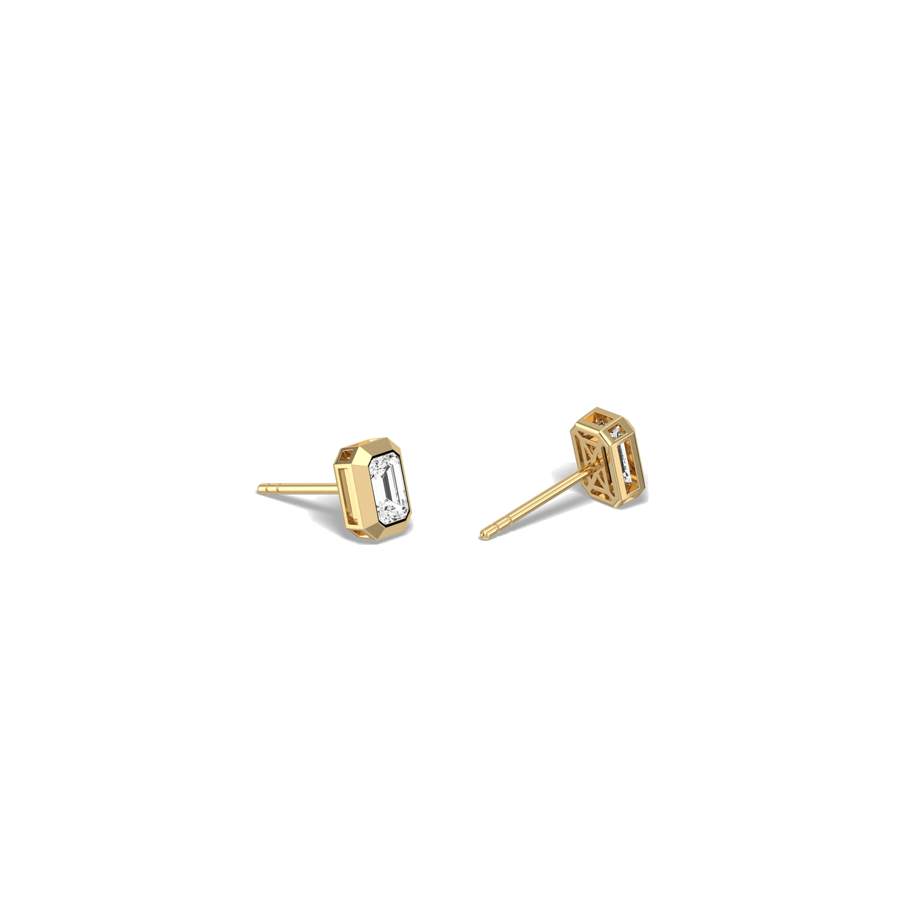 Lab Diamond Hexagon Bezel Studs - Earrings