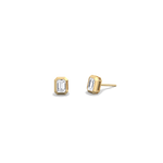Octagon Bezel Set 1CTW Emerald Cut Single Diamond Stud Earrings - Earrings