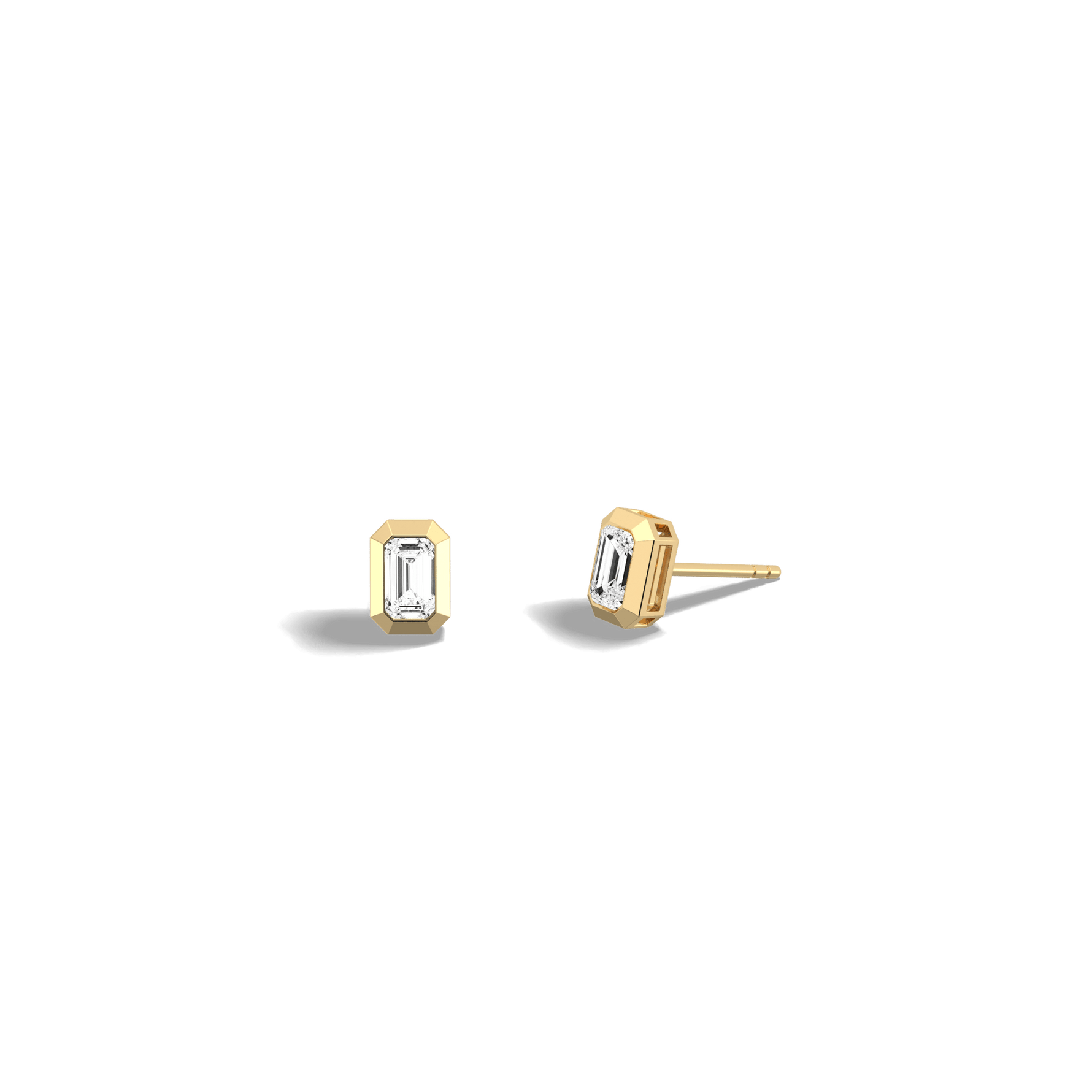 Lab Diamond Hexagon Bezel Studs - Earrings