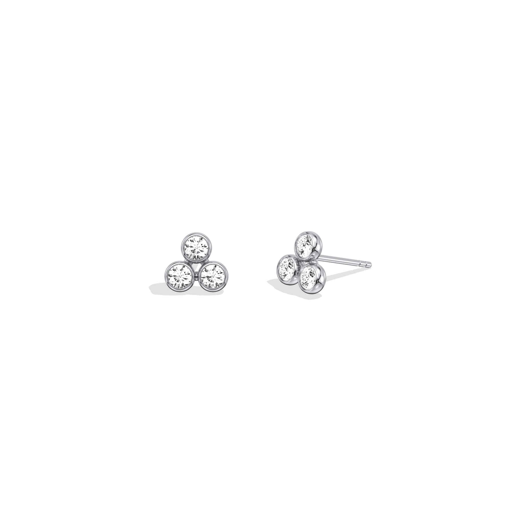 Lab - Grown Diamond Trio Stud Earrings in 14K Solid Gold - 