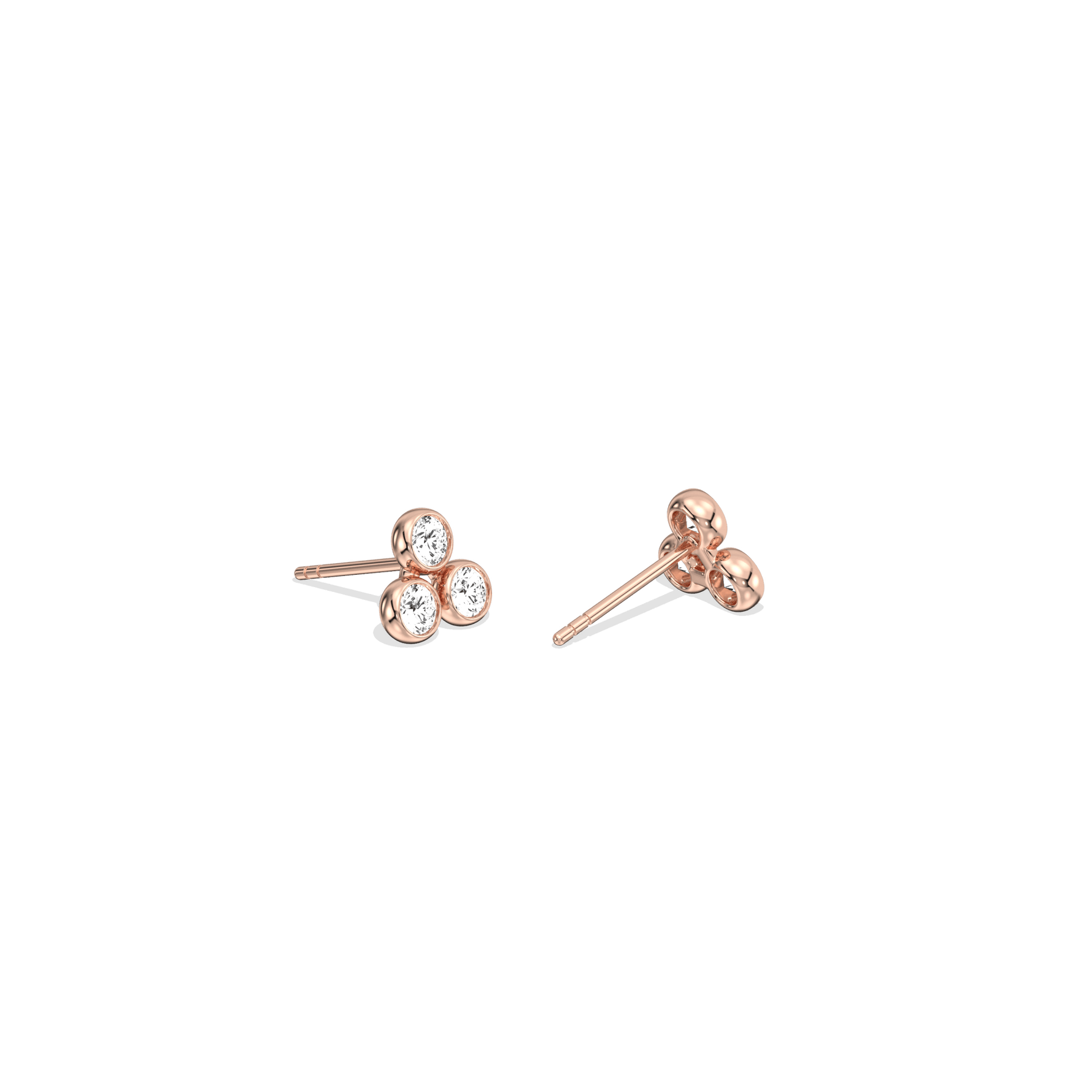 Lab - Grown Diamond Trio Stud Earrings in 14K Solid Gold - 