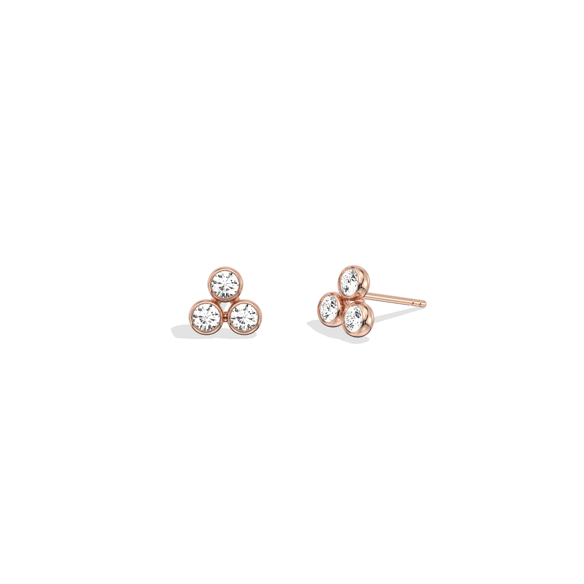 Lab - Grown Diamond Trio Stud Earrings in 14K Solid Gold - 