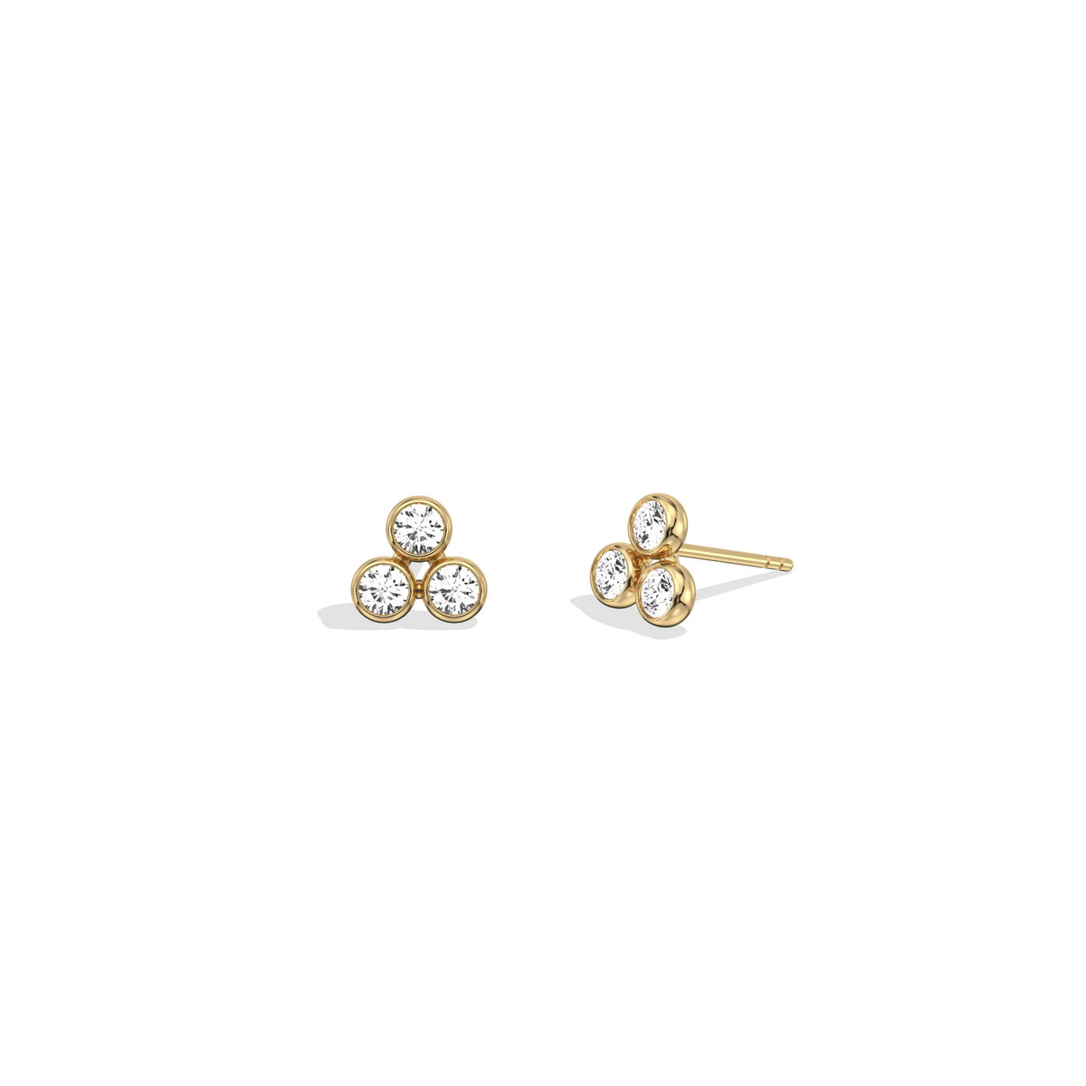 Lab - Grown Diamond Trio Stud Earrings in 14K Solid Gold - 