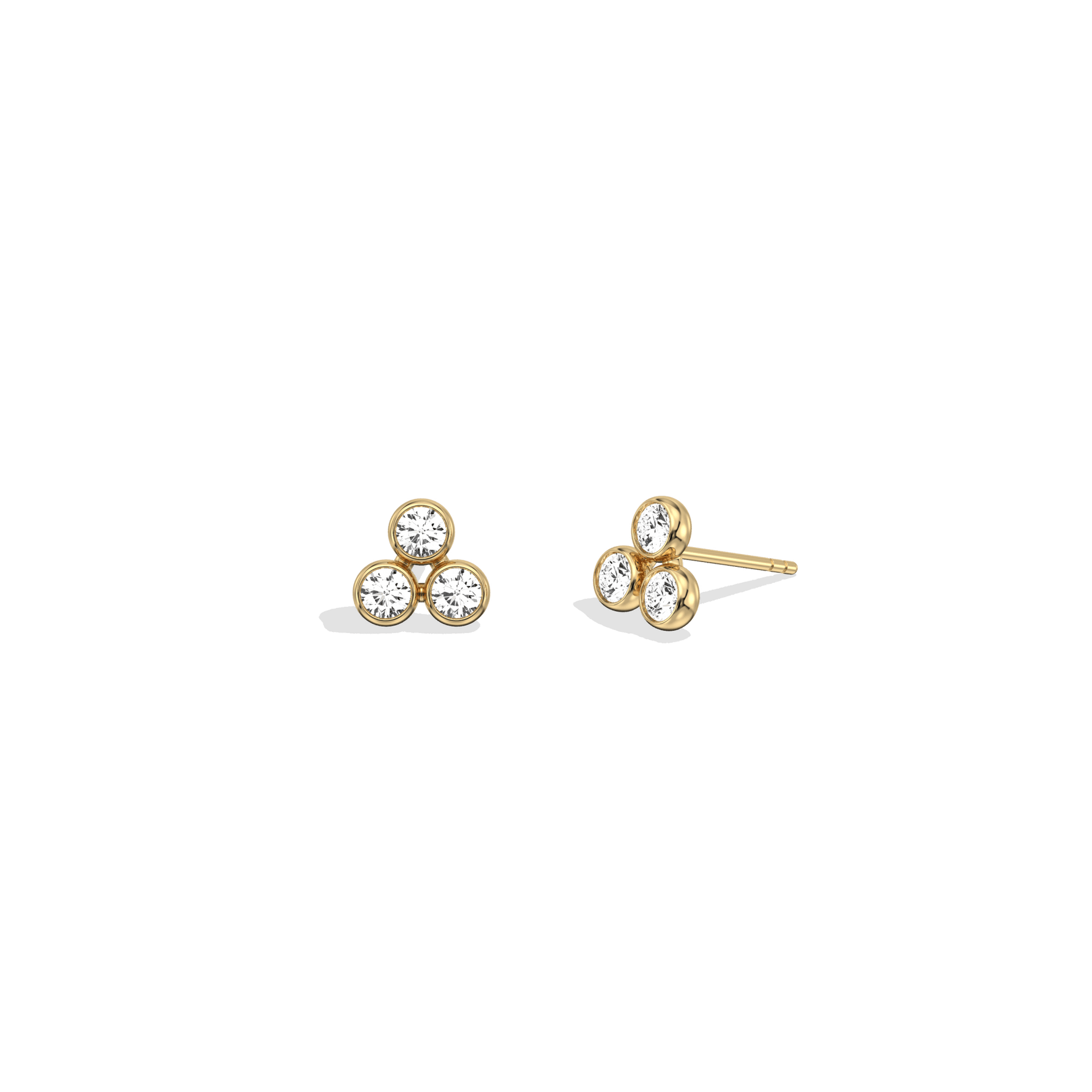 Lab - Grown Diamond Trio Stud Earrings in 14K Solid Gold - 