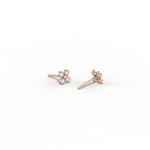 14K Solid Gold Bezel Cluster Stud Earring With Lab Diamond - 