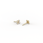 14K Solid Gold Bezel Cluster Stud Earring With Lab Diamond - 