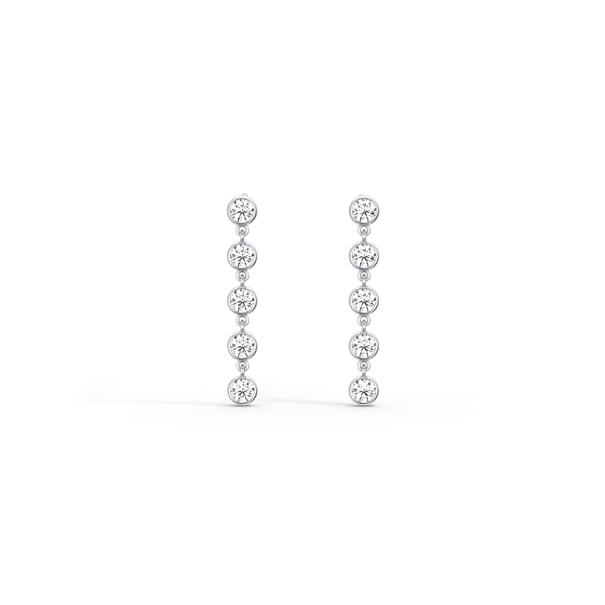 14K Solid Gold Bezel Dangle Earring With Lab Created Diamond - 