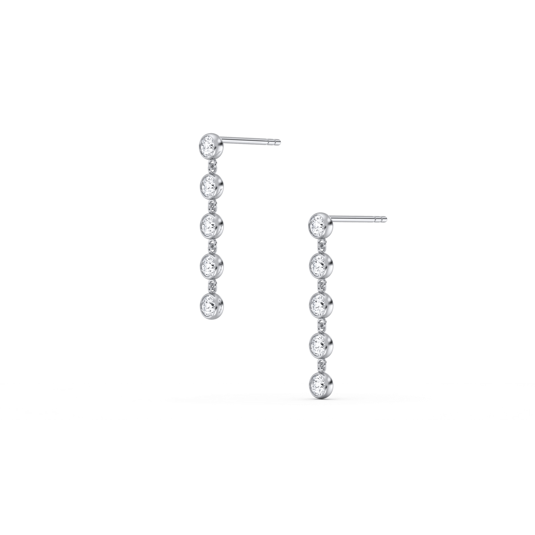 14K Solid Gold Bezel Dangle Earring With Lab Created Diamond - 