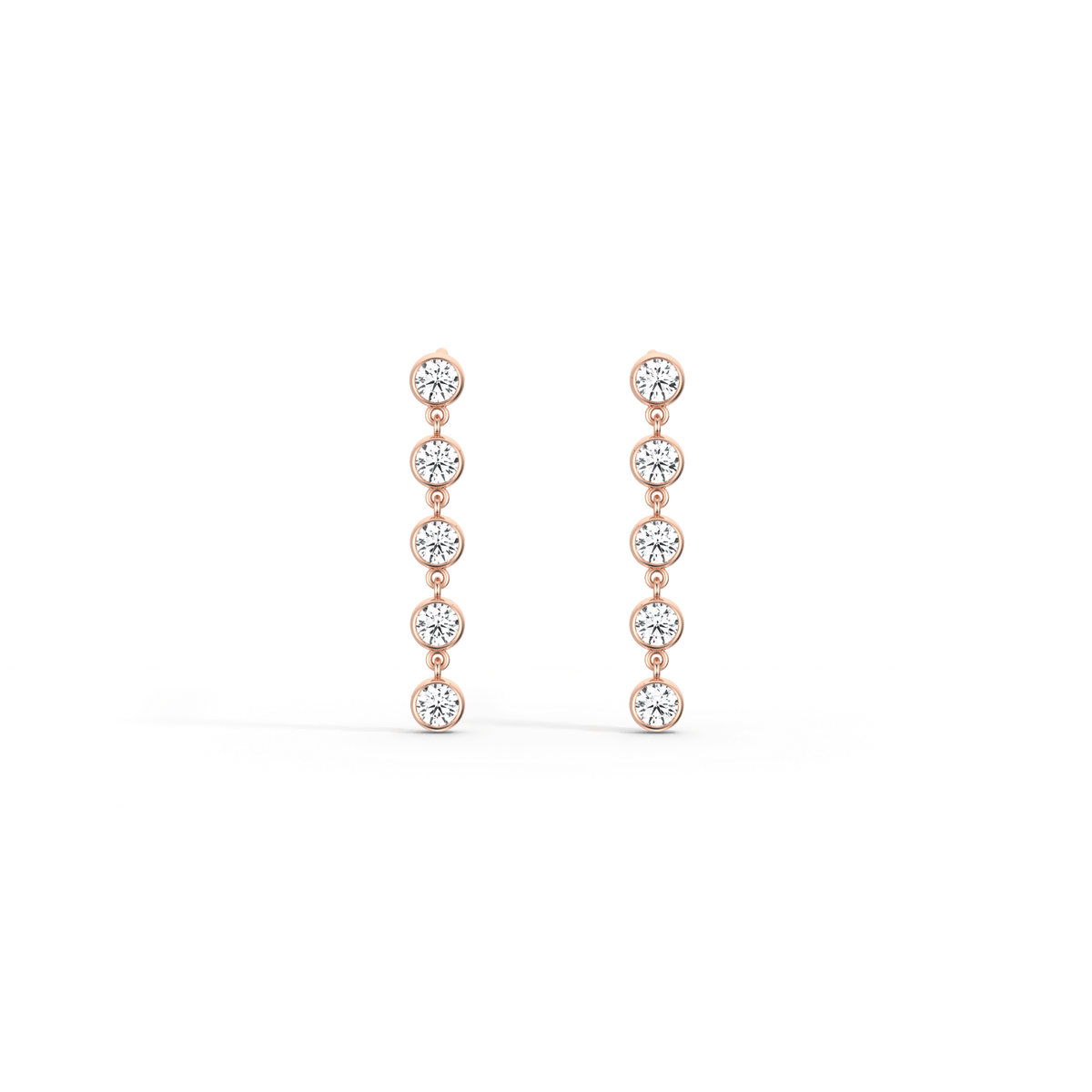 14K Solid Gold Bezel Dangle Earring With Lab Created Diamond - 