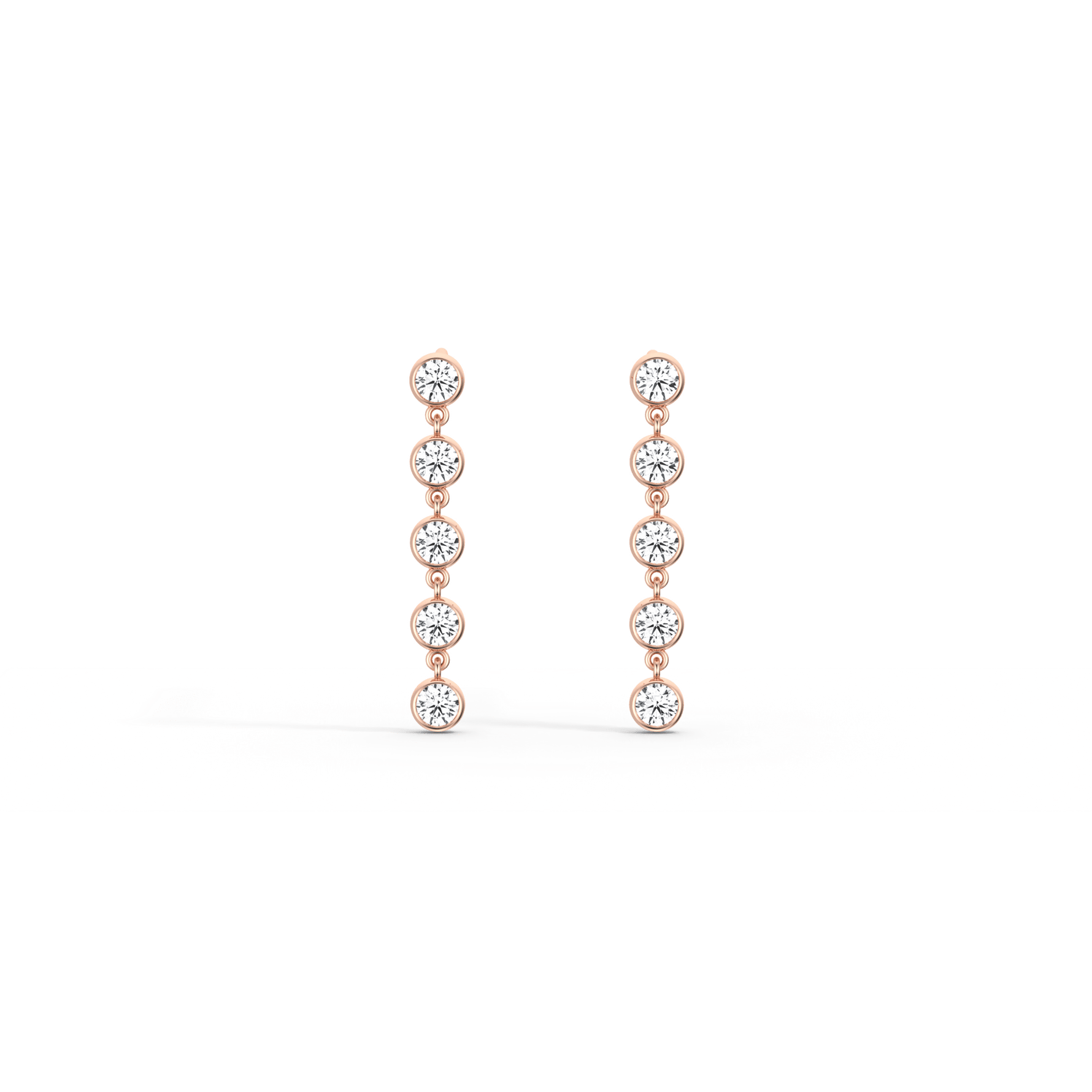 14K Solid Gold Bezel Dangle Earring With Lab Created Diamond - 