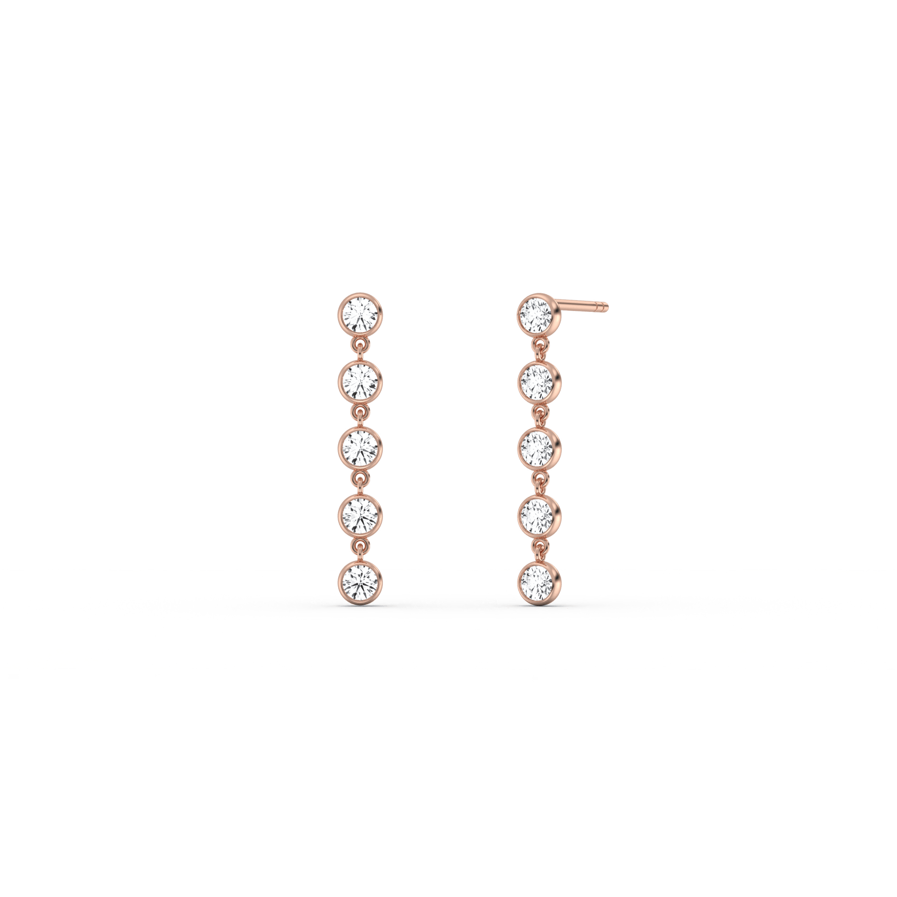 14K Solid Gold Bezel Dangle Earring With Lab Created Diamond - 