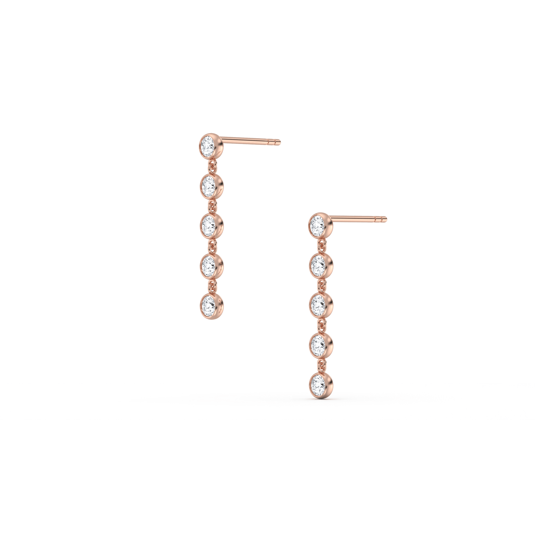 14K Solid Gold Bezel Dangle Earring With Lab Created Diamond - 