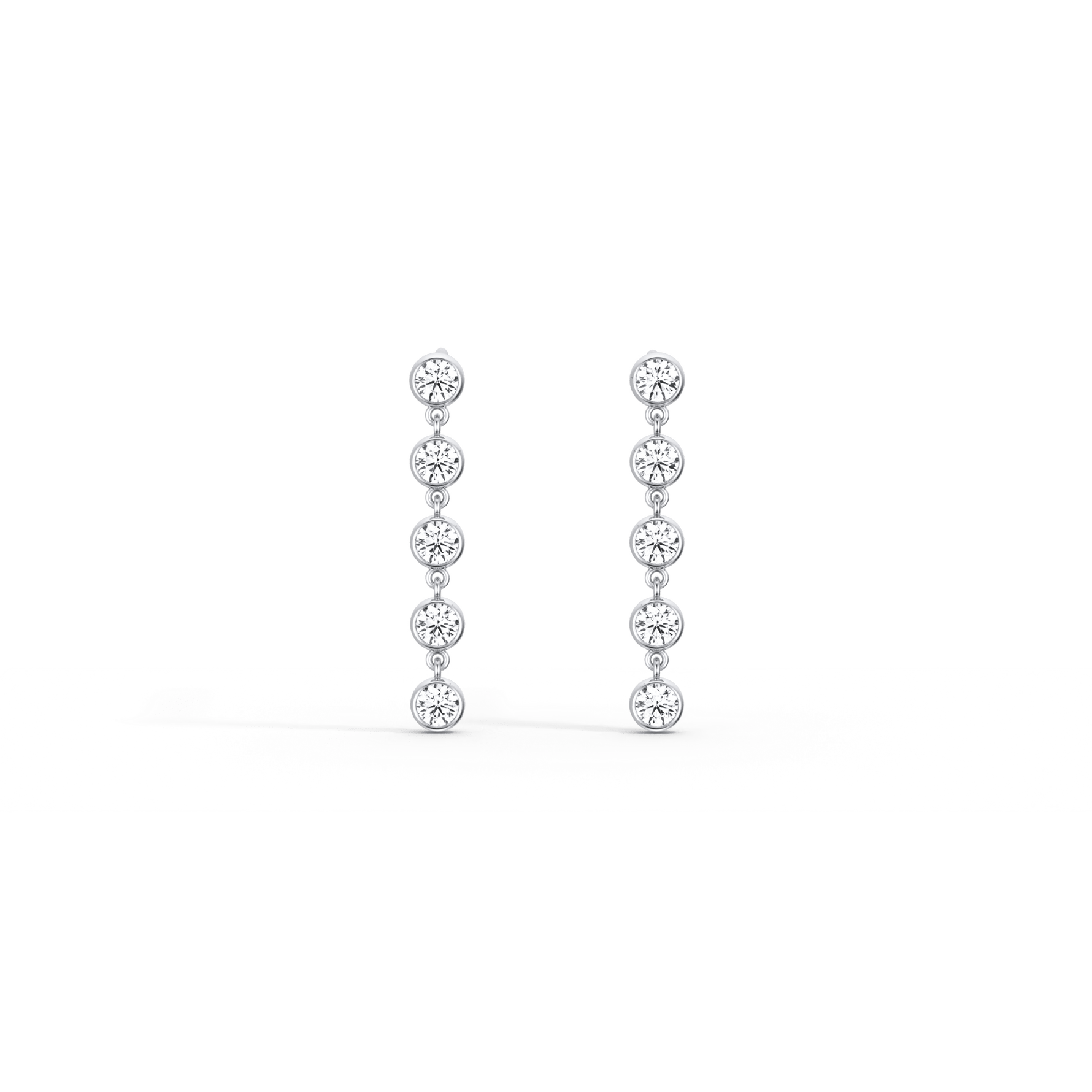 14K Solid Gold Bezel Dangle Earring With Lab Created Diamond - 
