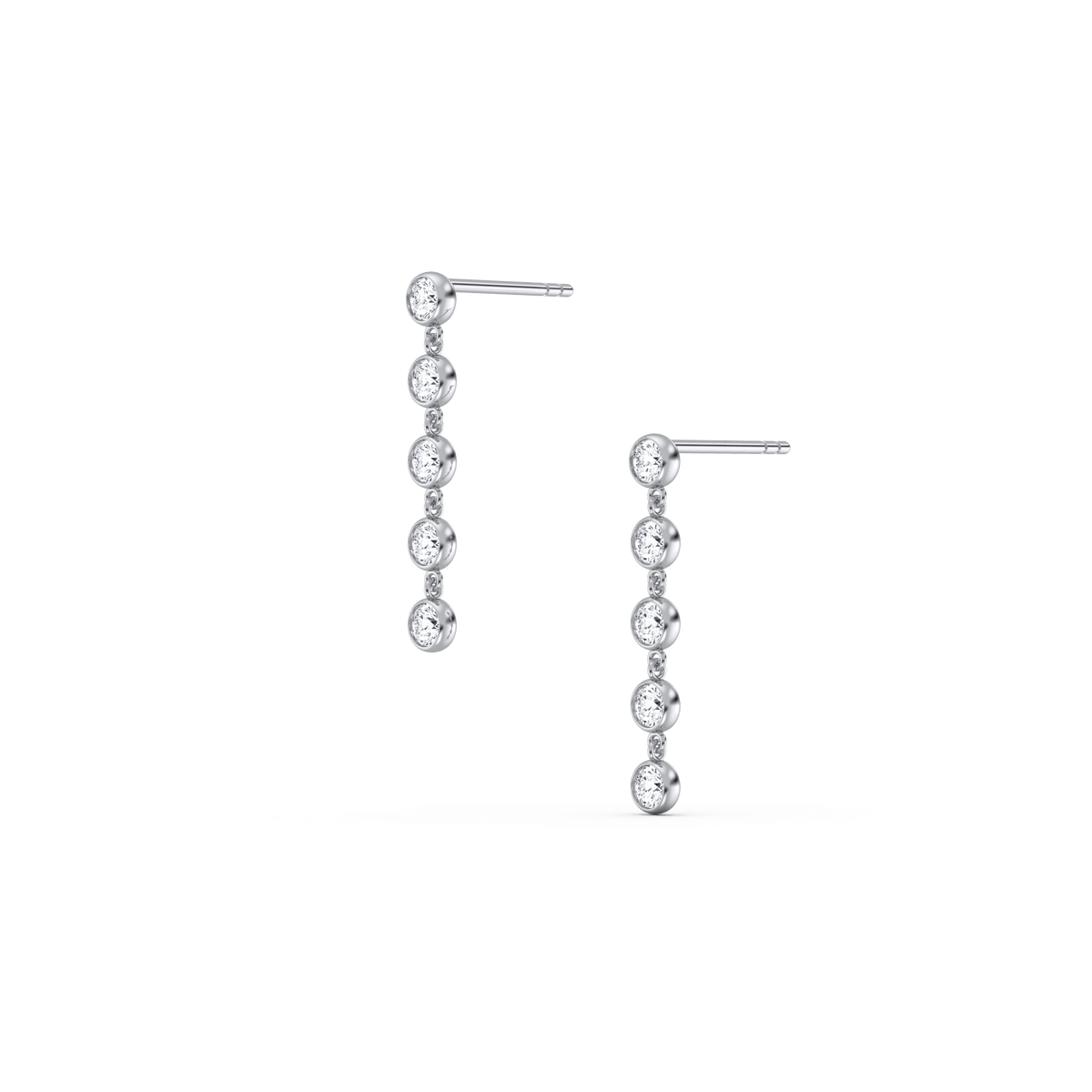 14K Solid Gold Bezel Dangle Earring With Lab Created Diamond - 
