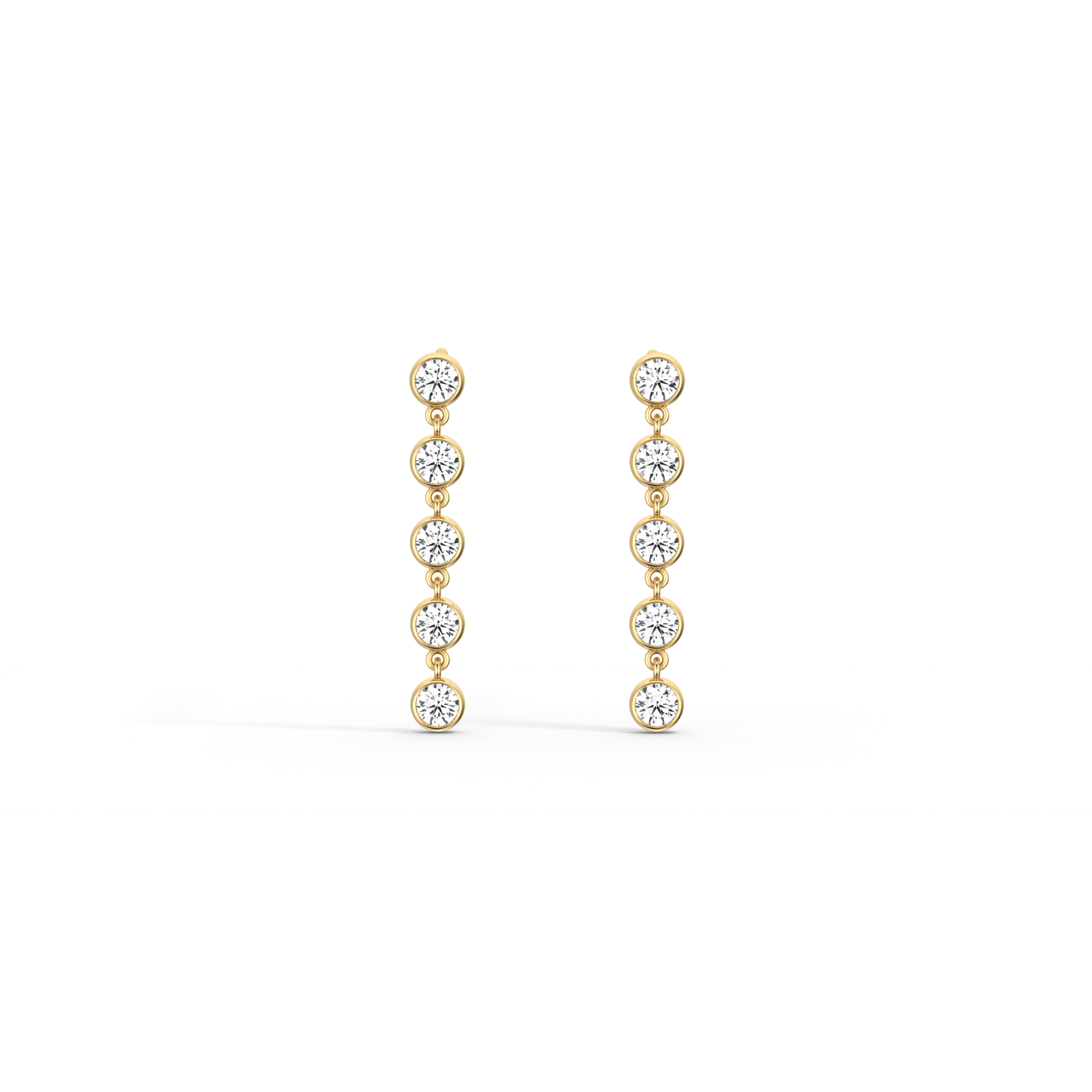 14K Solid Gold Bezel Dangle Earring With Lab Created Diamond - 