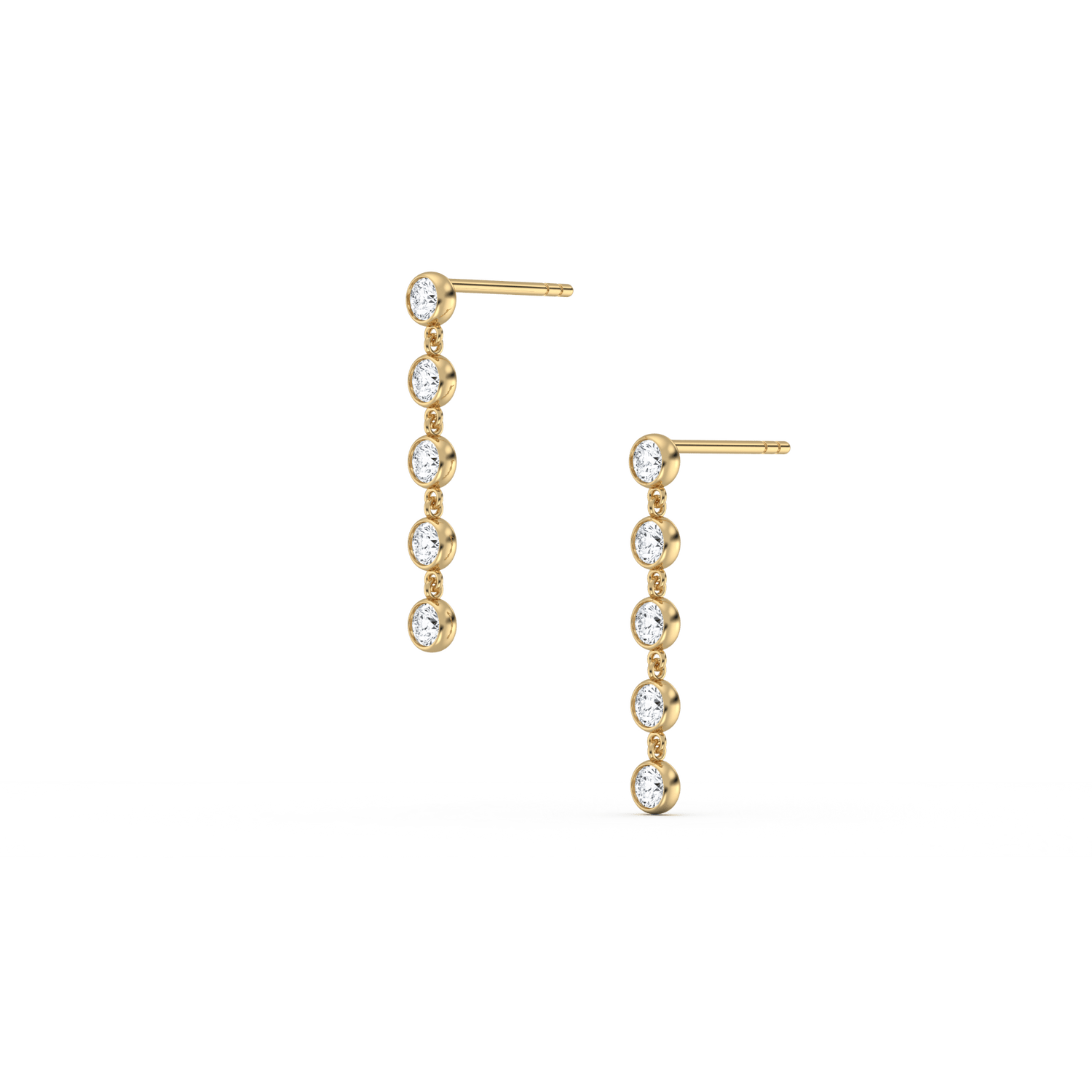 14K Solid Gold Bezel Dangle Earring With Lab Created Diamond - 