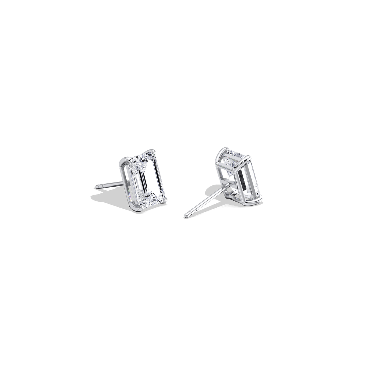 4CTW Claw Prong Emerald Lab Grown Diamond IGI Stud Earring - Earrings