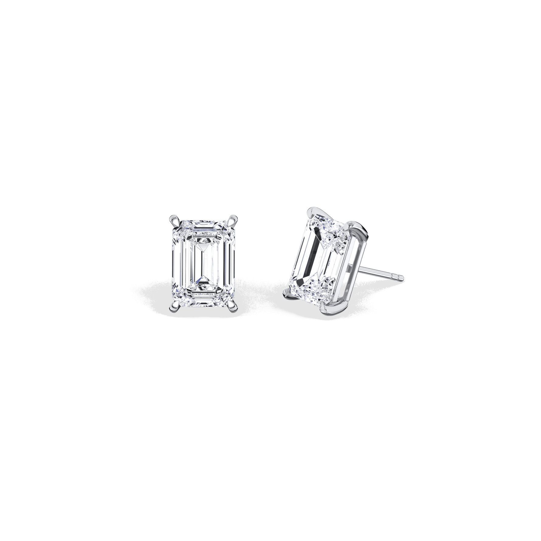 6CTW Claw Prong Emerald Lab Grown Diamond Solitaire Stud Earrings - Earrings