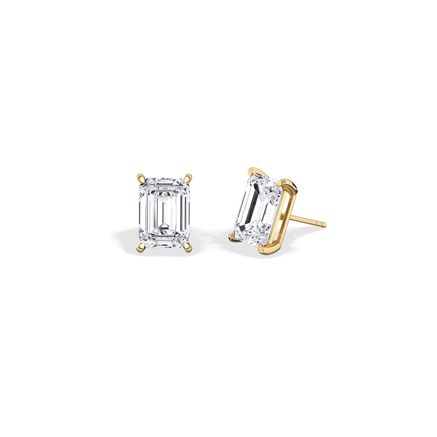 6CTW Claw Prong Emerald Lab Grown Diamond Solitaire Stud Earrings - Earrings