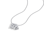 6CTW Emerald and Pear Cut Lab Diamond Toi et Moi Necklace - 