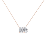 6CTW Emerald and Pear Cut Lab Diamond Toi et Moi Necklace - 