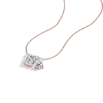 6CTW Emerald and Pear Cut Lab Diamond Toi et Moi Necklace - 