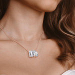 6CTW Emerald and Pear Cut Lab Diamond Toi et Moi Necklace - 