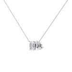 6CTW Emerald and Pear Cut Lab Diamond Toi et Moi Necklace - 