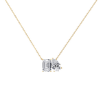 6CTW Emerald and Pear Cut Lab Diamond Toi et Moi Necklace - 